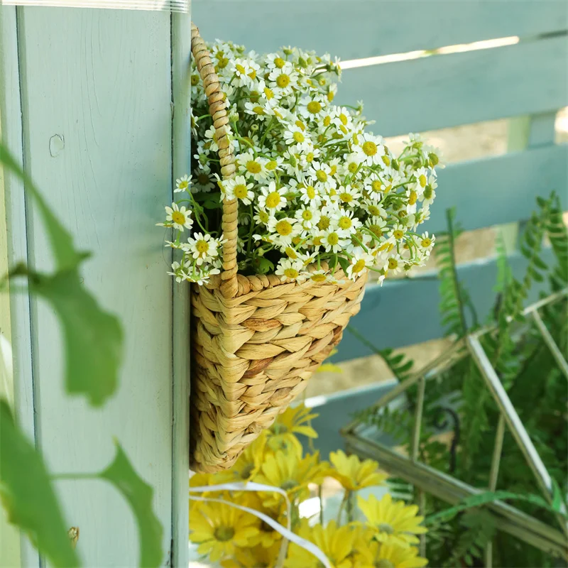 Mia Water Hyacinth Woven Wall Hanging Basket - Rustic Easter/Wedding Organizer for Space-Saving Entrance Passage Storage