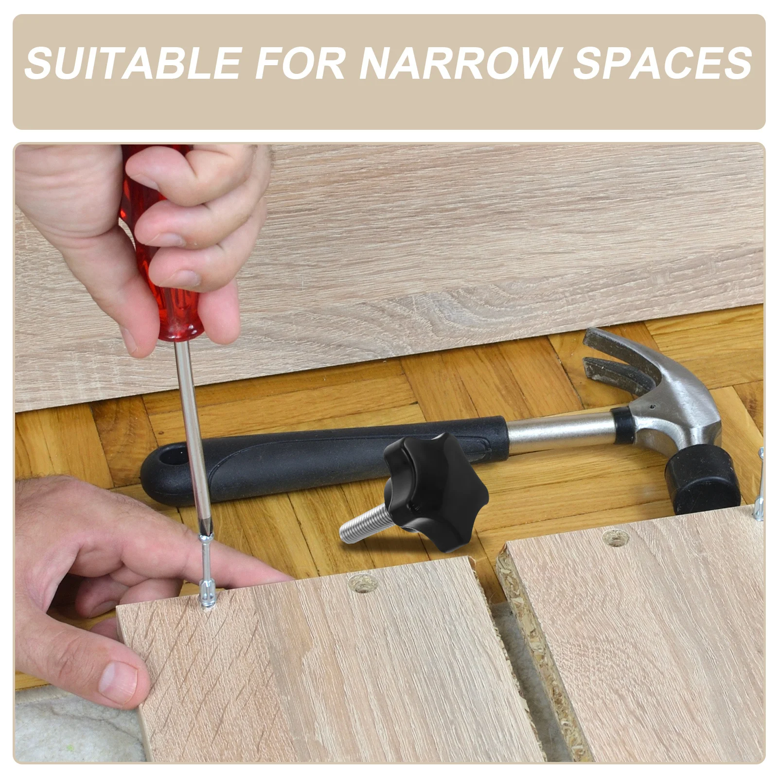 

6Pcs Threaded Star Knobs Durable Stainless Steel Plastic Hand Twist Bolts for Woodworking Jigs Lawn Mower Umbrella Base