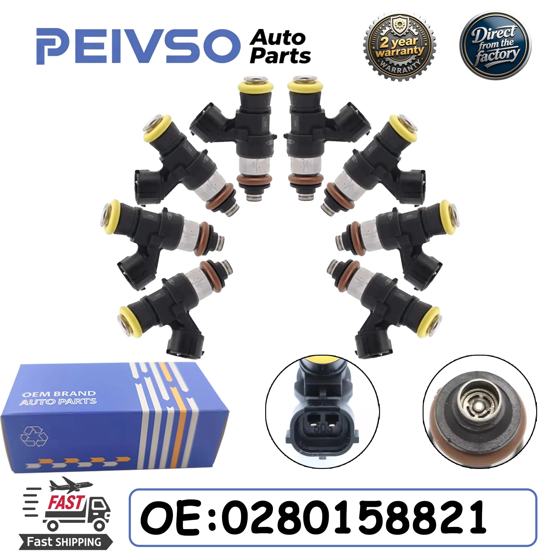 PEIVSO 0280158821 4/8PCS High Impedance Fuel Injectors 210lb 2200cc EV14 for HONDA CIVIC Acura TSX K24 2.4L NGI-2-K NG12