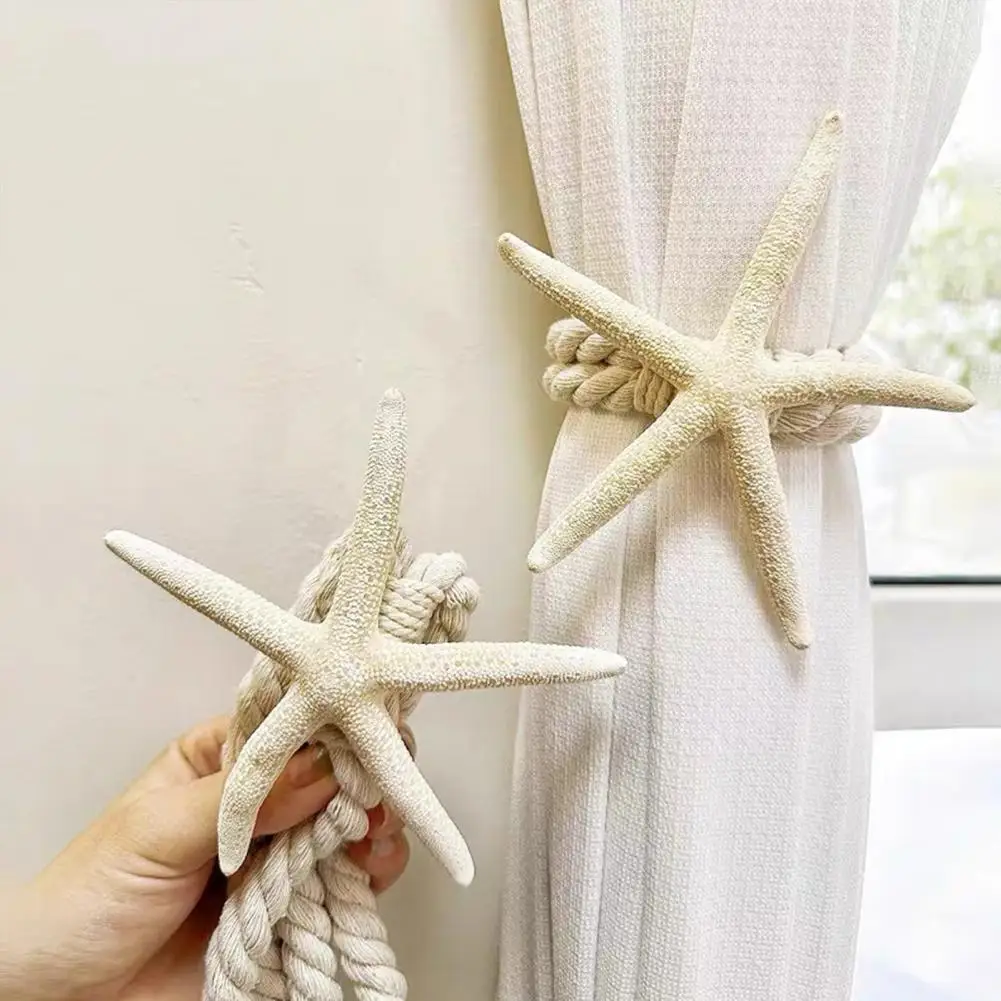 Curtain Tiebacks With Starfish Shape Decorative Curtain Ties Thickened Cotton Linen Rope Holders For Bedroom Living Room