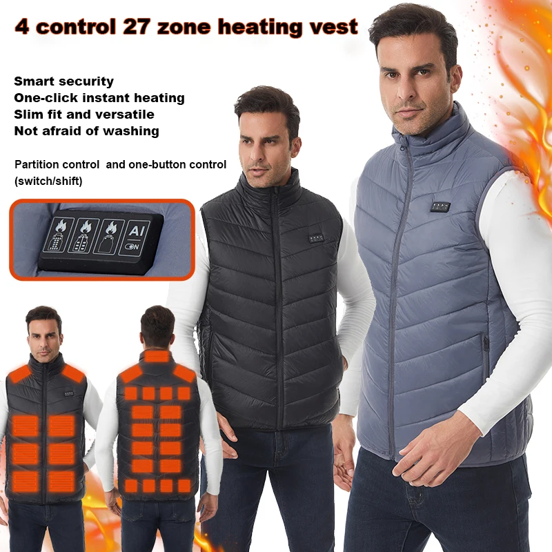 

New Winter 4-Control 27-Zone Smart Heating Vest, Safe, Smart, Slim And Versatile, Not Afraid Of Washing