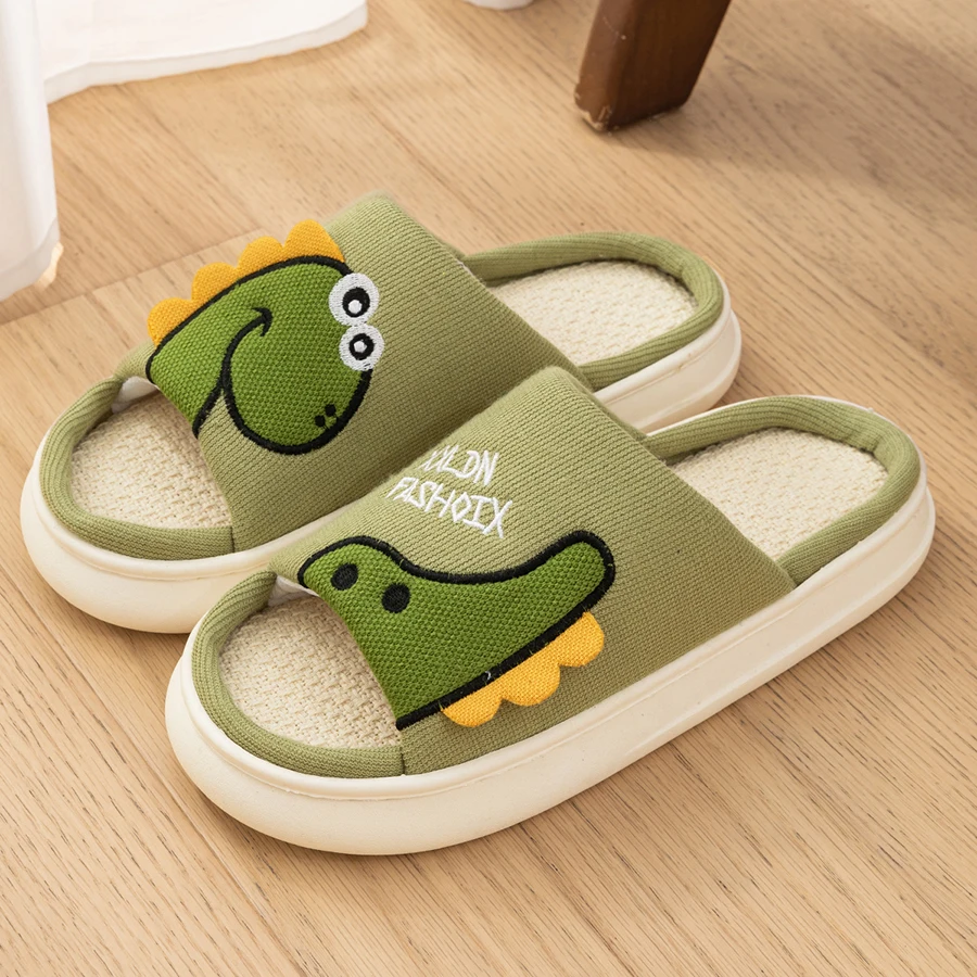 2024 Women\'s Fashion Simple Home Soft Soled Slippers Cute Dinosaur Style Soft and Comfortable Slippers