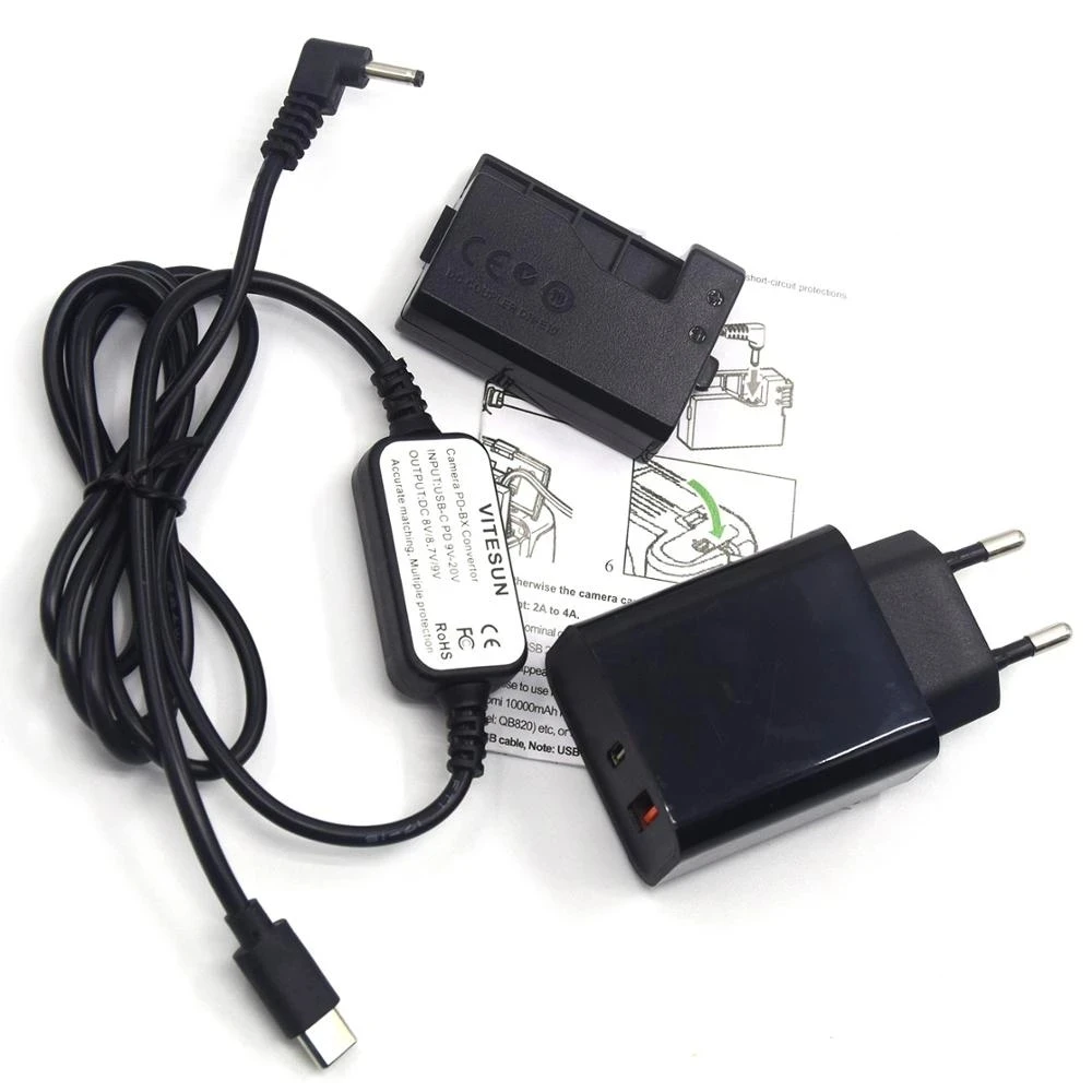

Кабель зарядного устройства USB Type-C + зарядное устройство PD + поддельная батарея DR-E10 LP-E10 для Canon EOS 1200D 1300D 1500D X90 X80 X70 X50 T5 T6 T7
