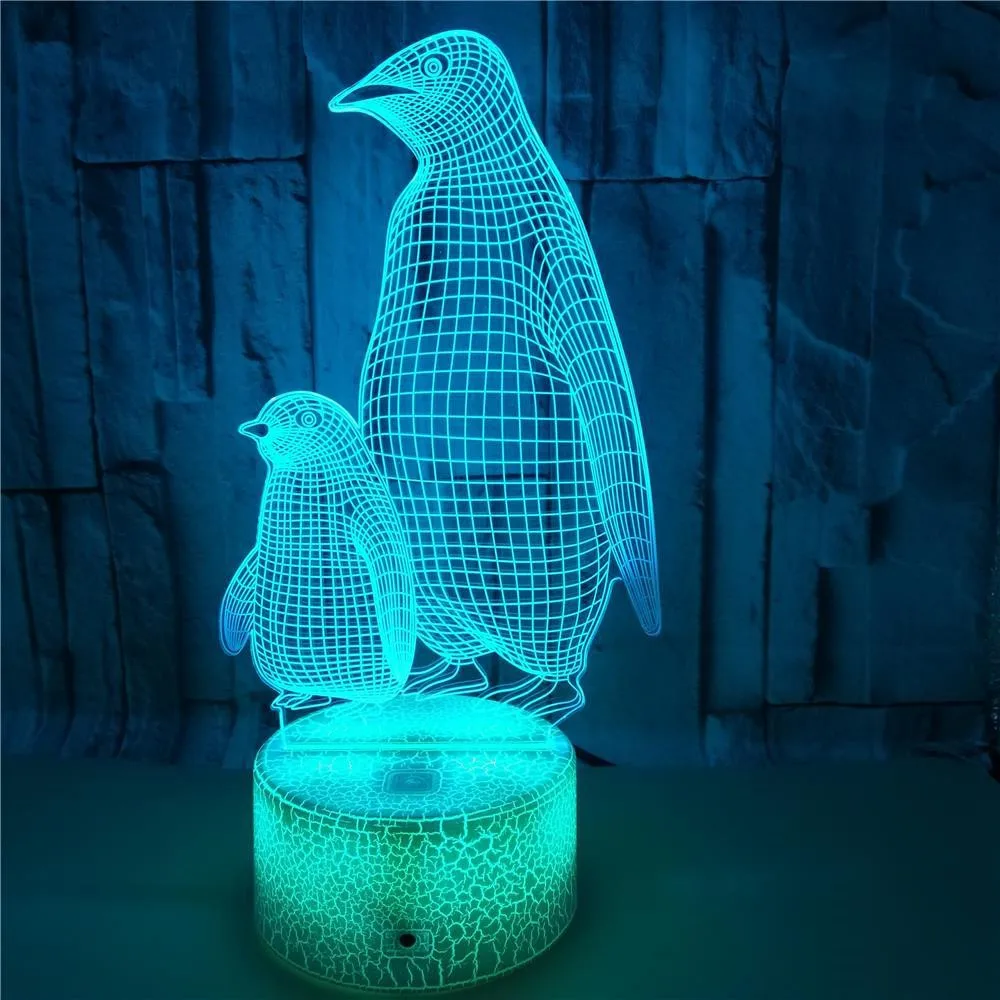 3D Lamp Penguin for Kids 7/16 Colors Changing Illusion Animal Night Light Child Bedroom Decor Cool Birthday Gifts for Boy Girl