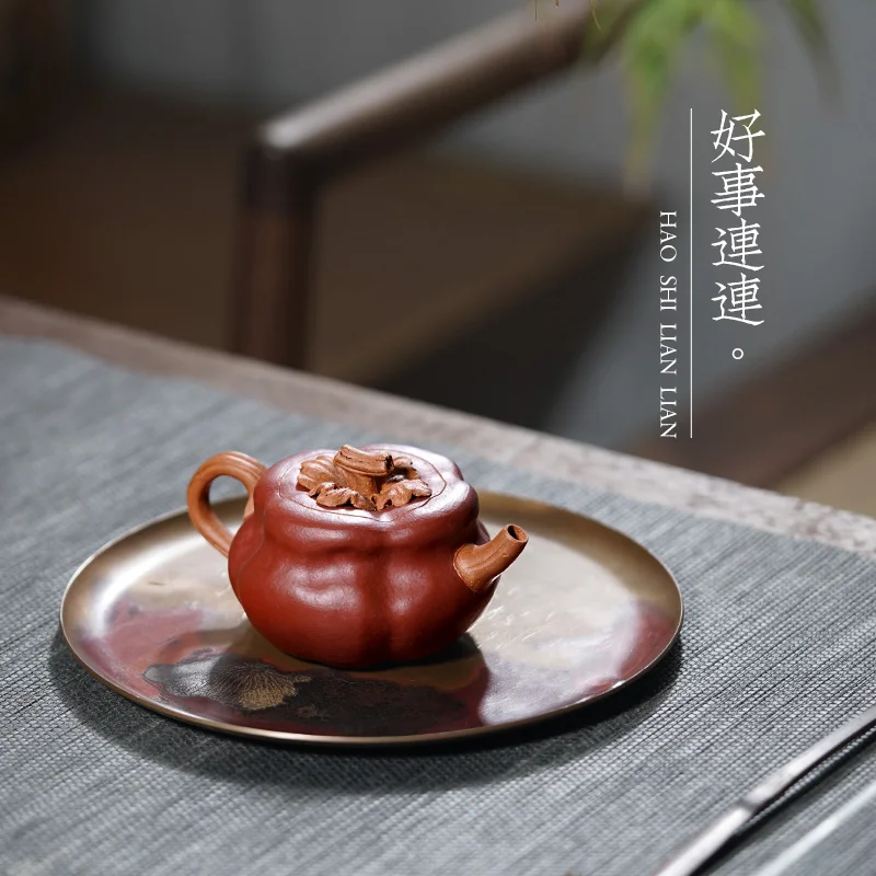 【Tao Yuan】Yixing Zisha Teapot Handmade Tea Set Household Bionic Device Li Xinsheng Lucky Persimmon120cc