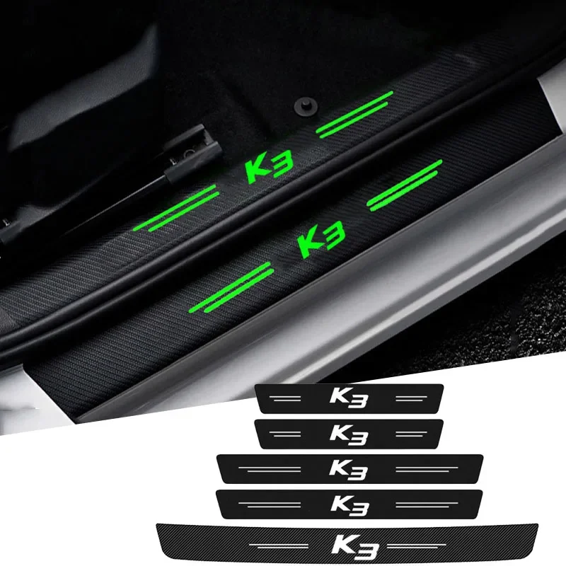 For KIA K3 Logo Stonic RIO Optima Stinger K5 K2 KX3 Stonic K4 KX5 K7 Car Door Threshold Stickers Luminous Decals Accessories