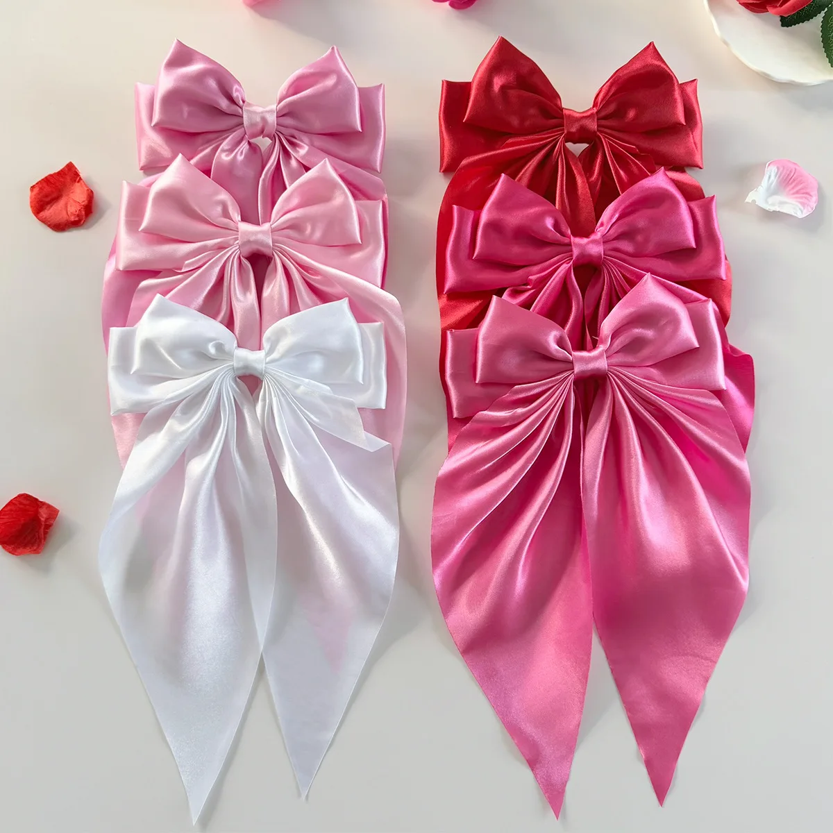 

1 шт. Премиум-заколка для волос с большим бантом, лентой и пружинным механизмом, однотонная, для хвоста, элегантная, для женщин