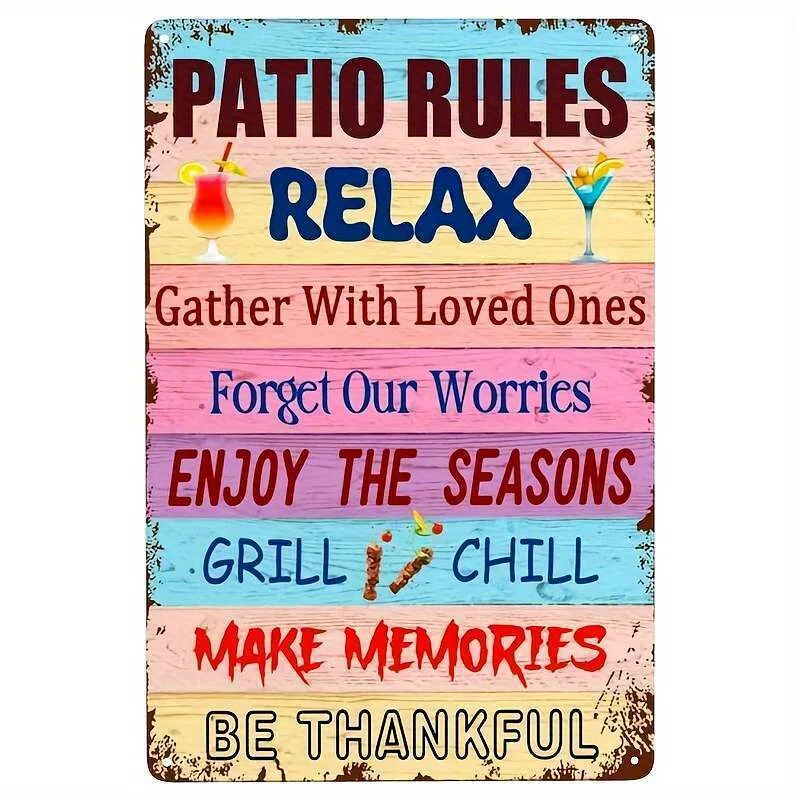 Placas de metal Yard Rule impresas con varios diseños, ideas para regalos, letreros divertidos, placas decorativas para puertas, paredes del hogar, arte decorativo, Ya
