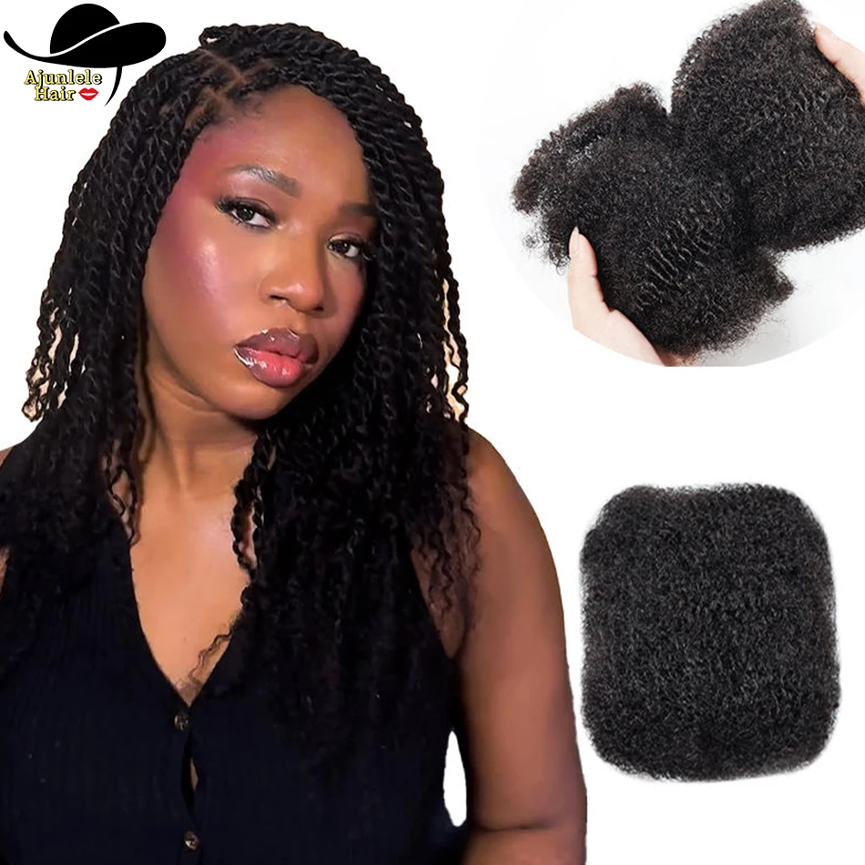 버마 헤어 아프로 킨키 100% 천연 생모 자연색 30그램 인간 모발 번들 1/2개 묶음 브레이딩 헤어 익스텐션용