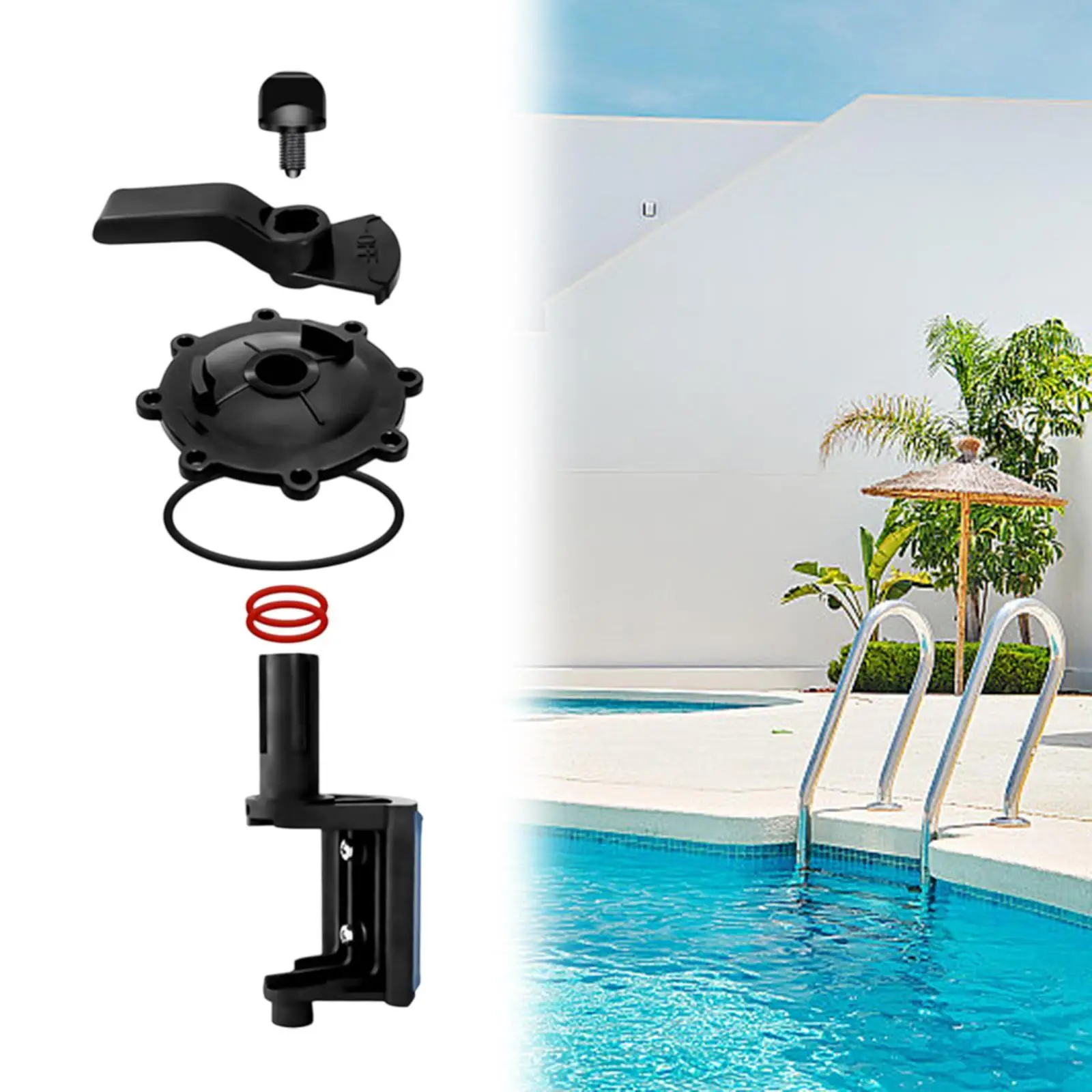 

2 Port/3 Port Pool Valve Rebuild Kit Easy to Install Wear Resistant High Performance Includes Handle for 2 Way/3 Way 4715 4716