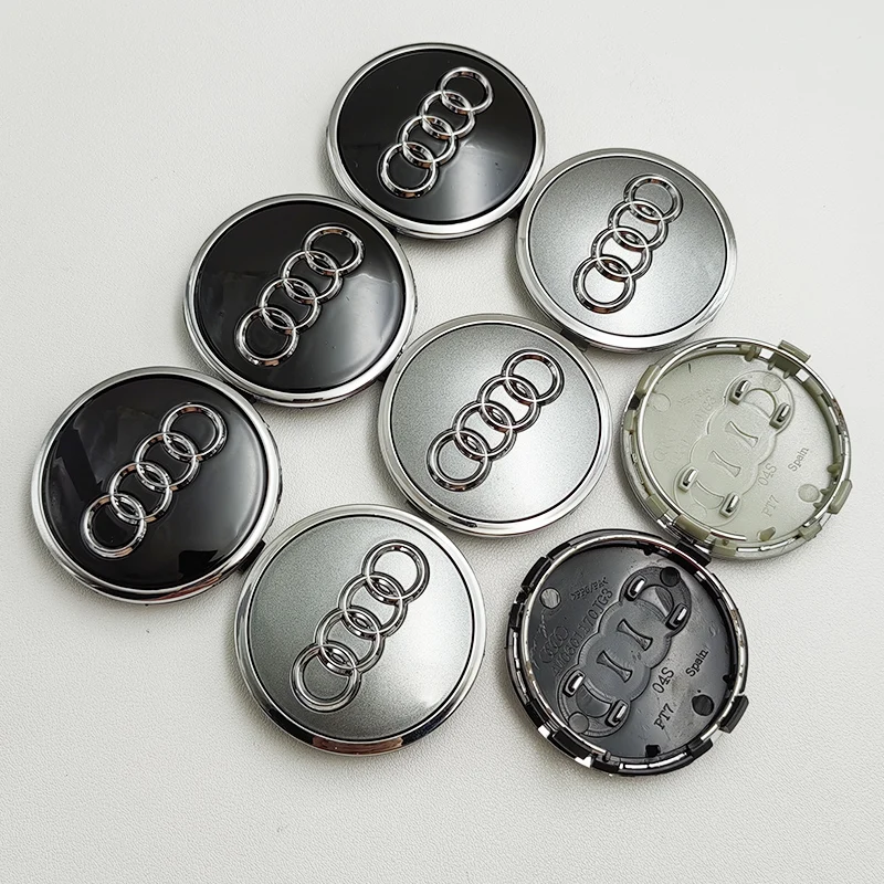 4pcs 61mm Black Grey Car Styling Badge Wheel Center Hub Cap Rim Caps For Audi Emblem 4M0601170JG3 A4 A6 Q3 Q5 Q2 Q7 Accessories