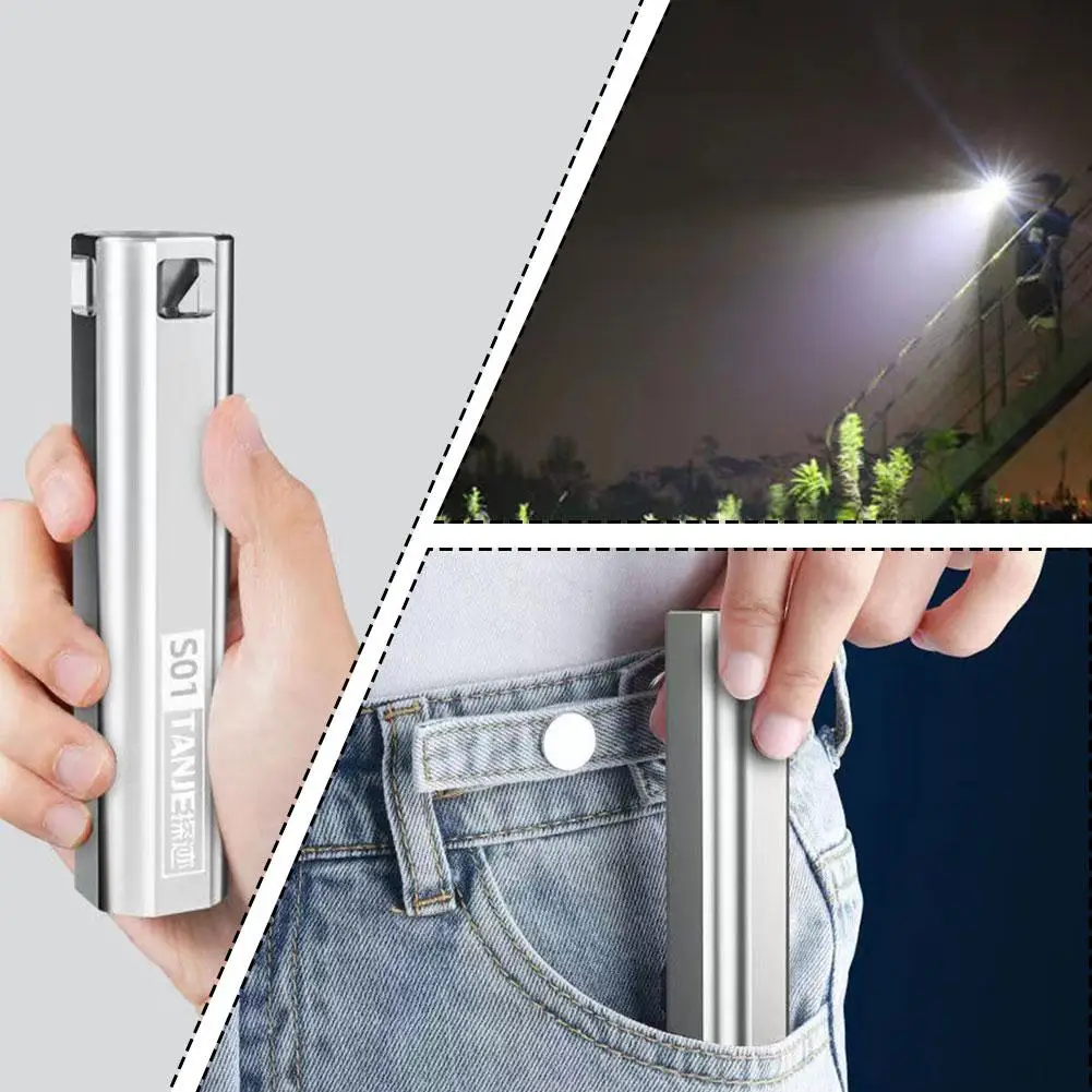 Mini banco de energía portátil, linterna Led superbrillante, alcance de luz fuerte para exteriores, Flash largo para el hogar, Waterpr Q6y4