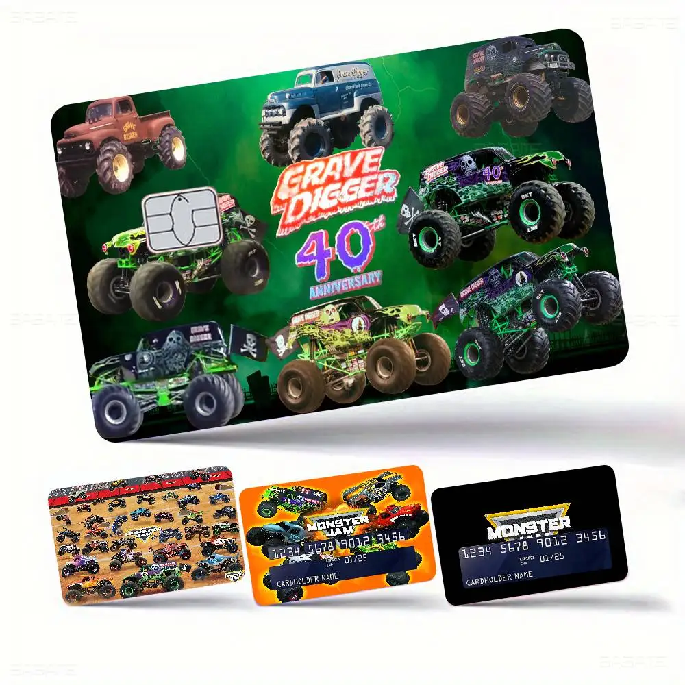 Cartoon Monster Jam Fashion Matte Gold Silver Black Matte Film Skin Sticker Tape For Bank Credit Debit Card