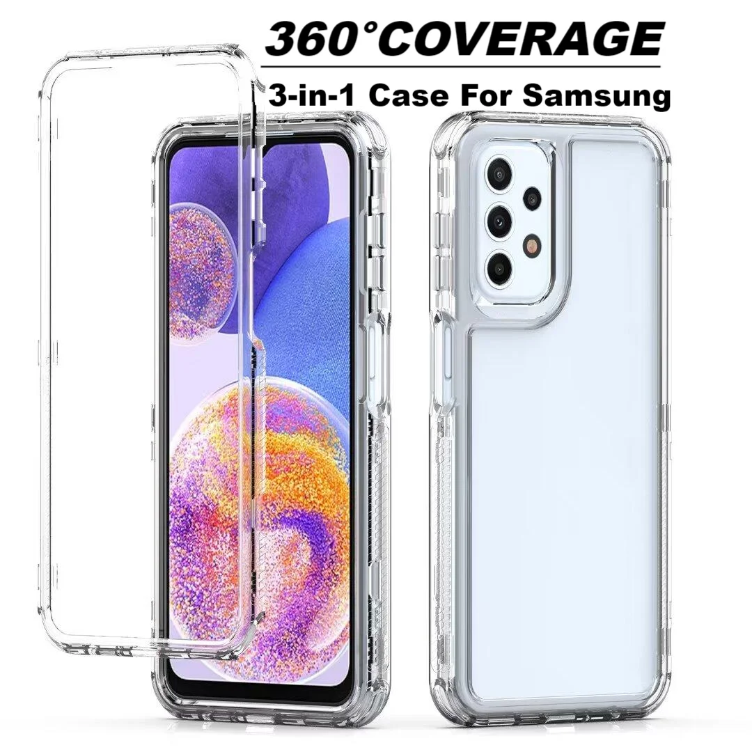 

360° Clear Full Body Shockproof Phone Case For Samsung Galaxy A23 A32 A13 A12 A21S A50 A04S A04E A04 A03S A02S PC+Acrylic Cases