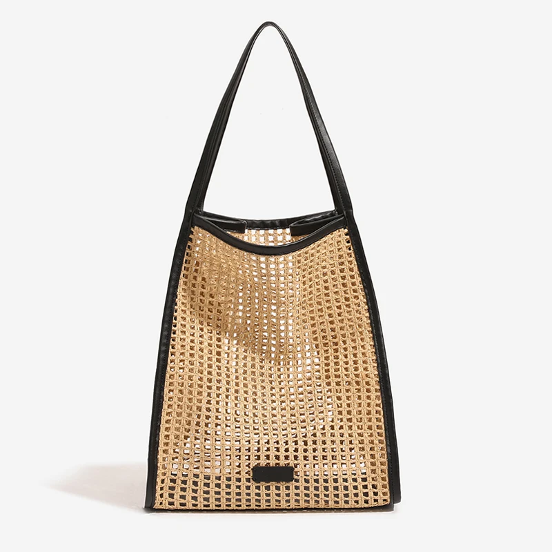

Пляжная сумка с полым плетением для женщин, роскошная дизайнерская сумка и кошелек, новинка 2023 года, повседневная сумка для отдыха, большая вместительная сумка на плечо