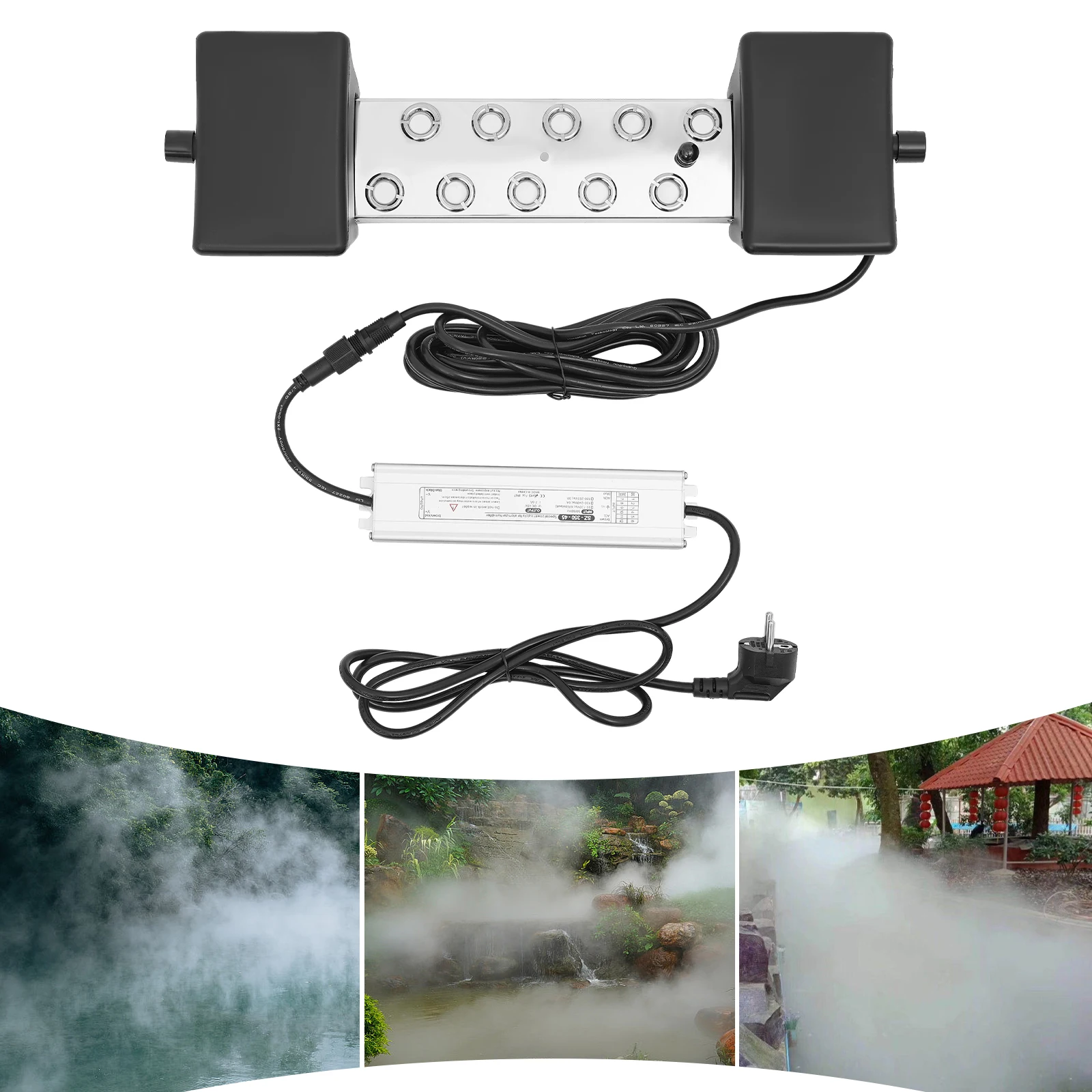 10-Head Ultrasonic Mist Maker Fogger 350W with Float Ultrasonic Atomizer Humidifier