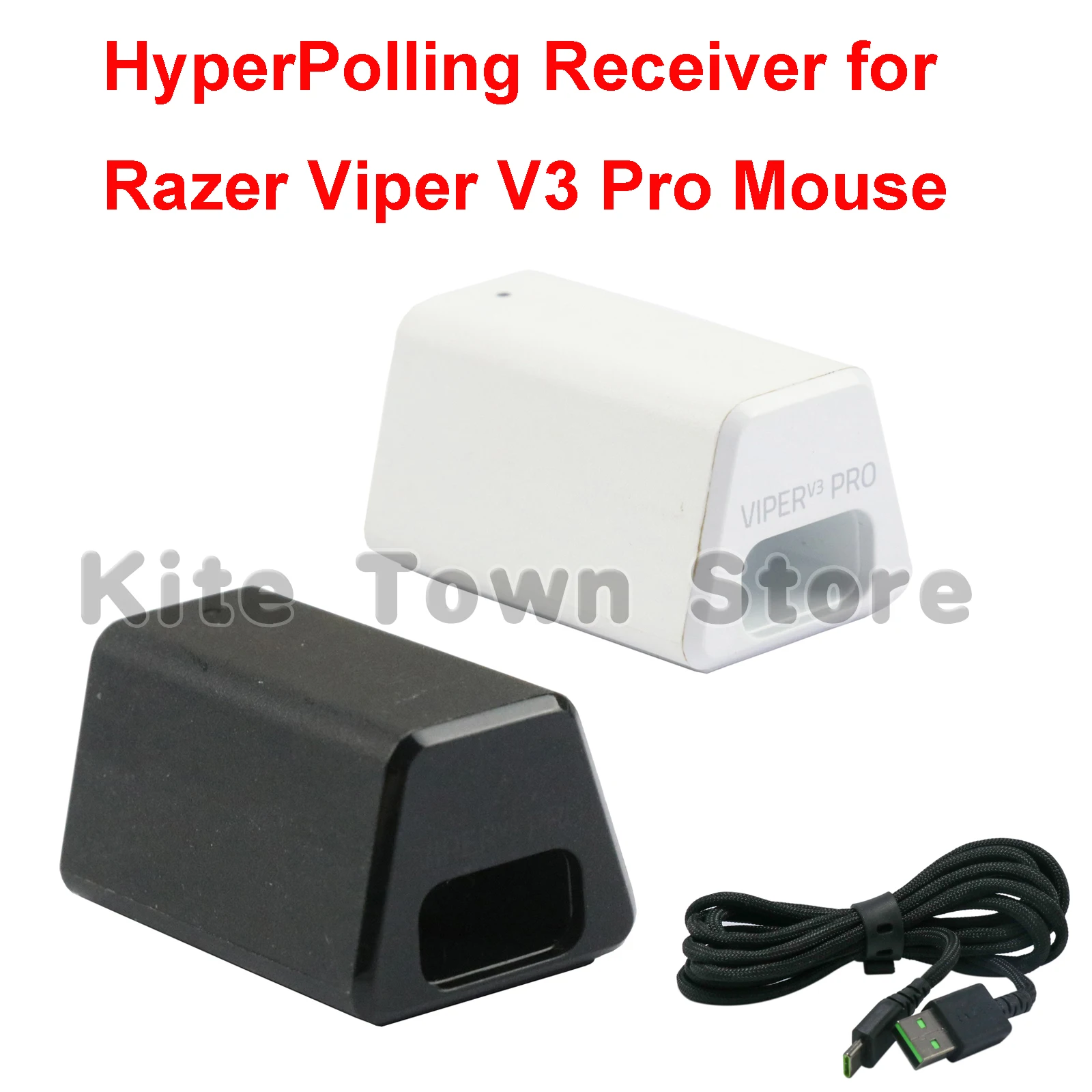 HyperPolling True 8KHz Wireless Receiver Dongle + Type-c data cable only Compatible for Razer Viper V3 Pro Gaming Mouse