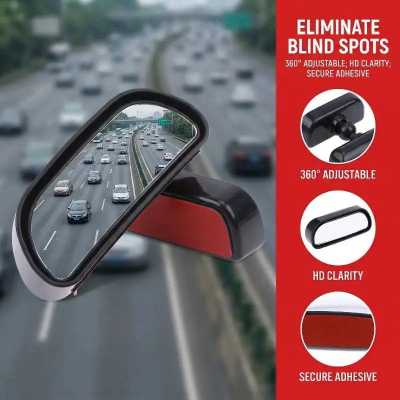Car Front Rear Wheel Blind Spot Mirror HD Wide Angle Adjustable Side View Mirror For Auto Safety Wide Angle Side Rear Mirror