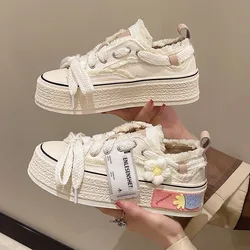 Comemore Trends donne di alta qualità 2024 scarpe di tela floreale traspirante Zapatillas Mujer Sneakers per studenti con piattaforma spessa autunnale