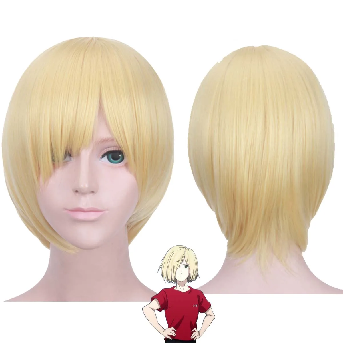 Men Anime Yuri!!! on Ice Victor Nikiforov Katsuki Yuri Yuri Plisetsky Short Blonde Heat Resistant Hair Wig