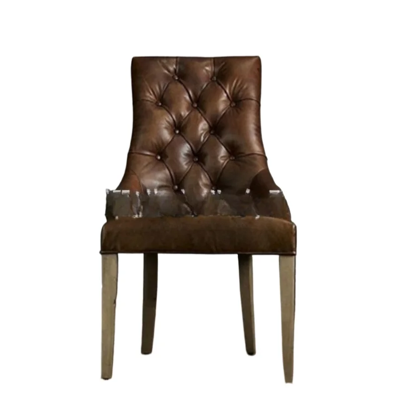 American solid wood sofa chair, simple and modern household log cloth art buckle single negotiation chair