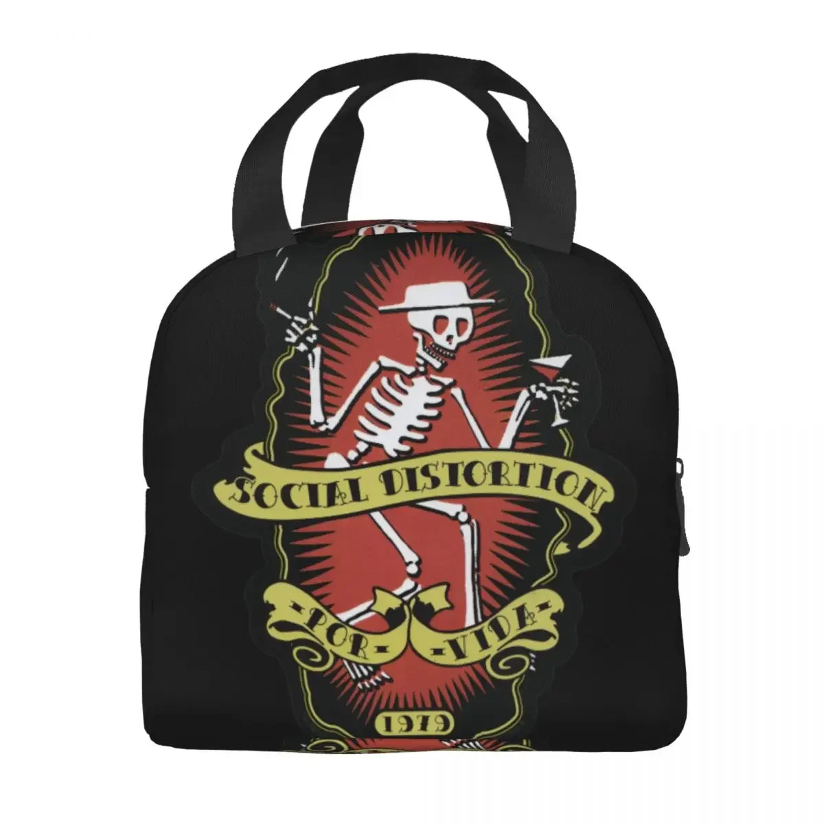 Social Distortion Winged Wheel Lunch Bag Unisex Portable Cooler Insulated Lunch Box Food Bento Box
