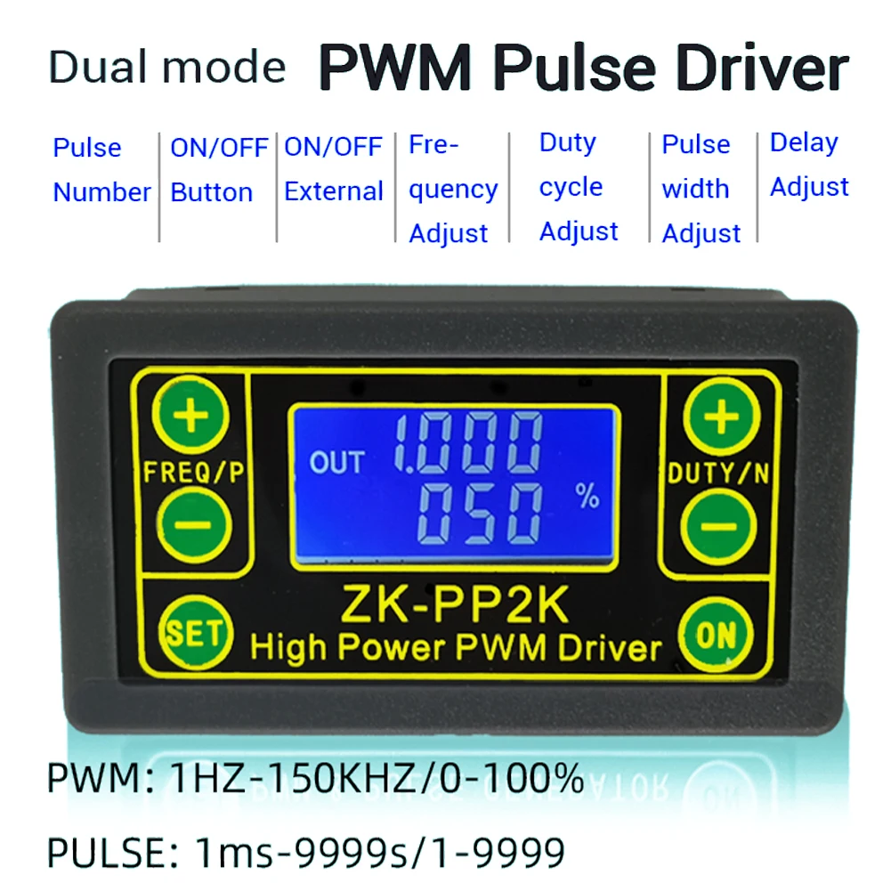 

DC 3.3-30V PWM Motor Speed Controller Digital Display with Adjustable Frequency & Duty Cycle