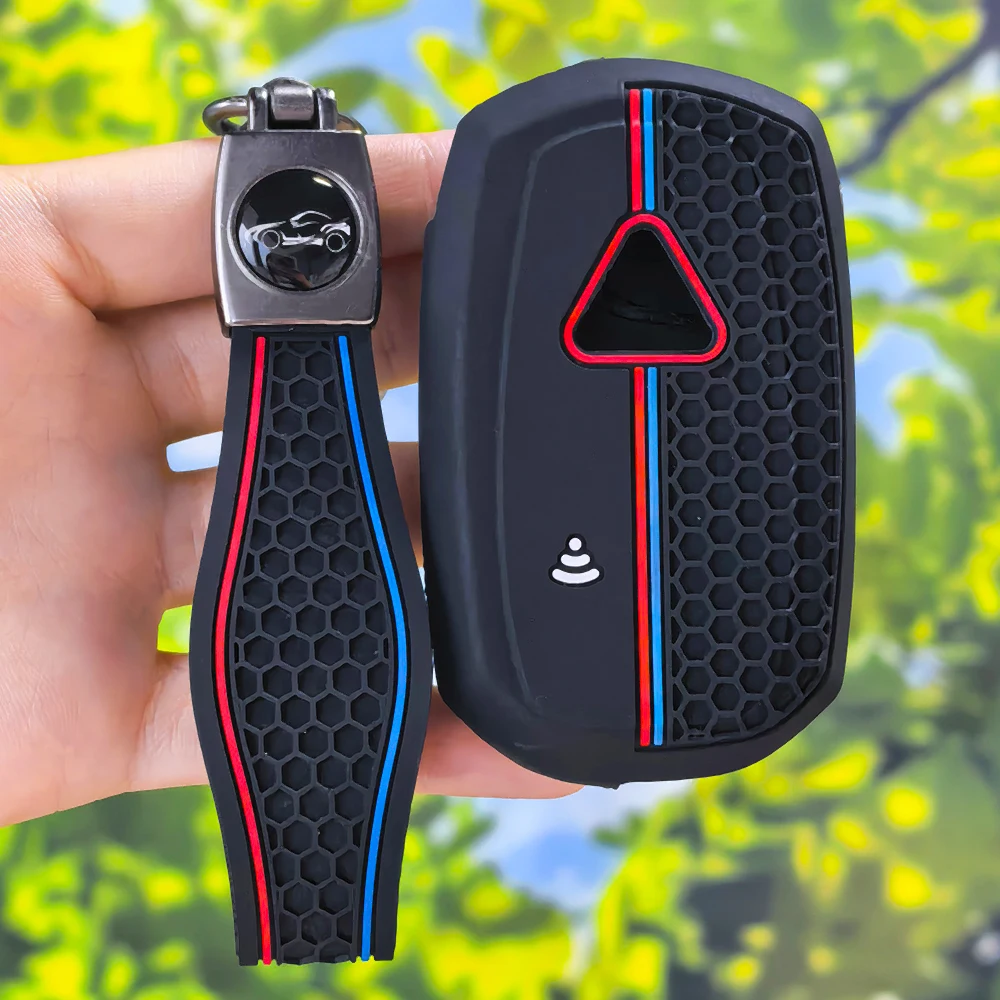 Motorcycle Remote Key Cover with Keychain, Honeycomb Silicone Protector for Triumph Speed Triple XC XE Scrambler 1200 Rocket III