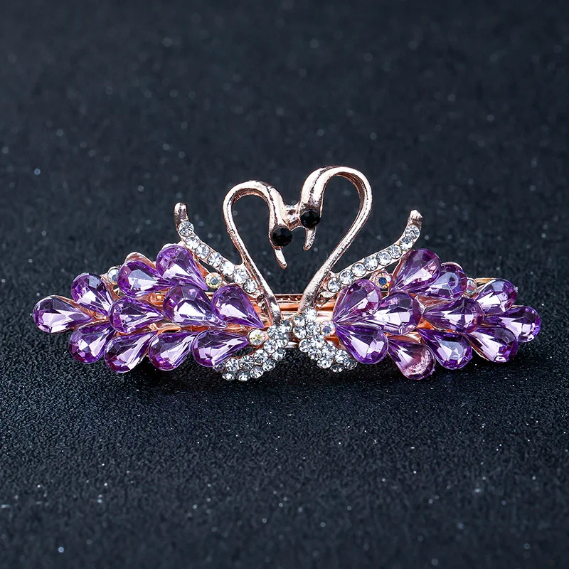 

Sparkling Crystal Swan Hairpins Rhinestone Glitter Barrettes Luxury Hair Clips for Women Girls Formal Events Gift