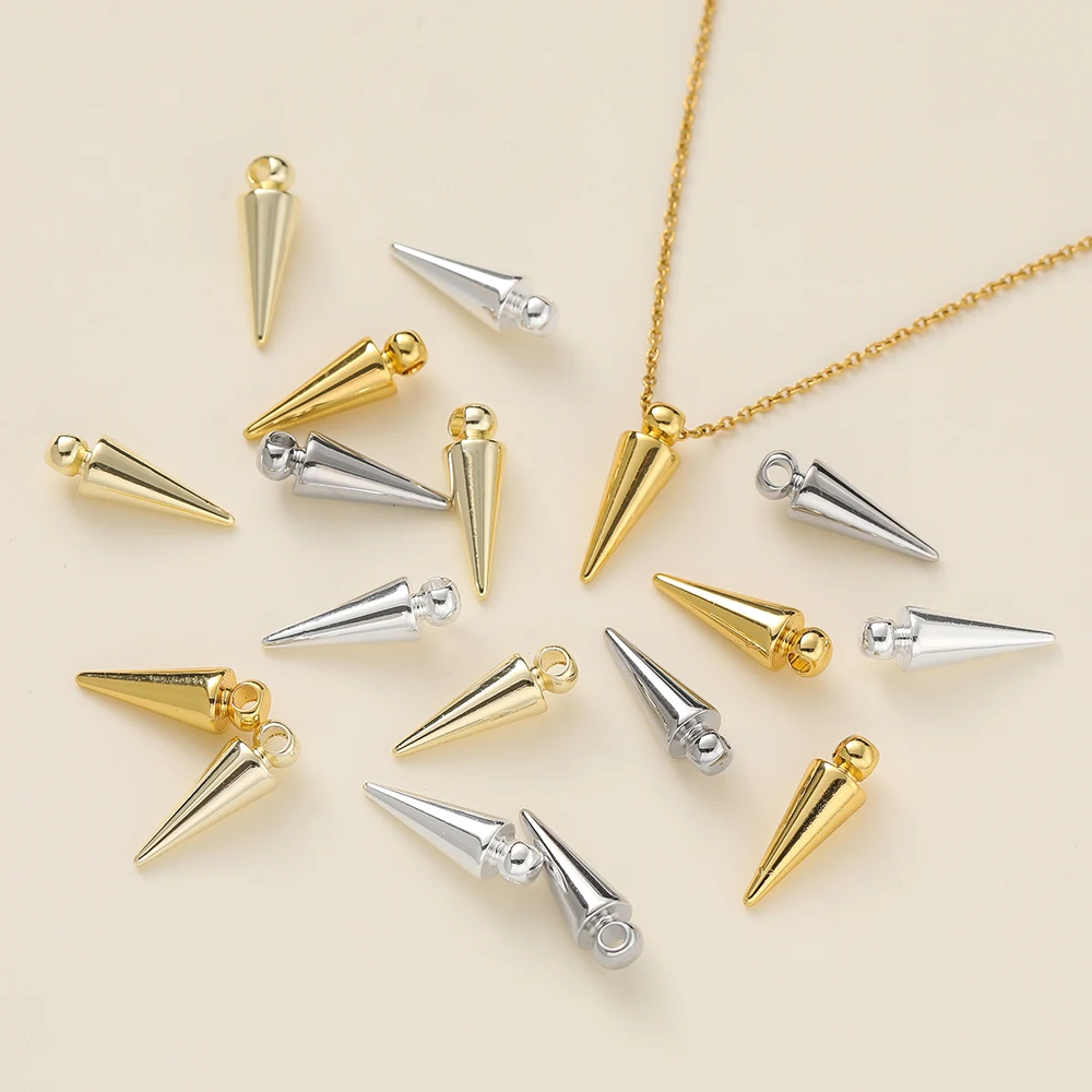 5Pcs/Pack 14/18K Gold Color Plated Cone Shape Charms Pendants for Handmade DIY Women Man Hoop Earring Jewelry Making Supplies