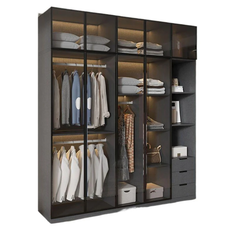 

Household bedroom solid wood small apartment wardrobe modern simple locker