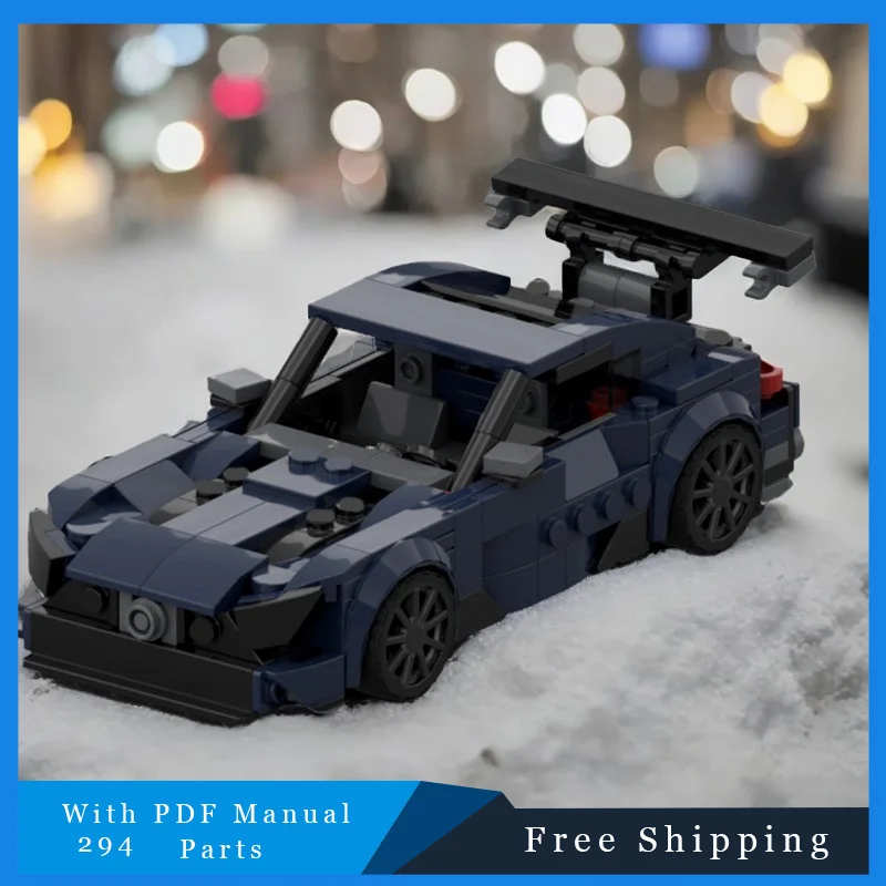 

294 детали, синий крутой гоночный автомобиль, технология, кирпичи, модель строительного блока, креативная игрушка-дисплей для взрослых, детей, подарок на день рождения, Рождество