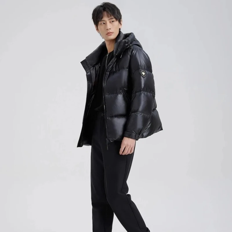 Chericom 남성용 겨울 후드 스탠드 칼라 다운 재킷(경사진 주머니 포함) 양방향 지퍼 플래킷 및 난방 기능 Y299630Y