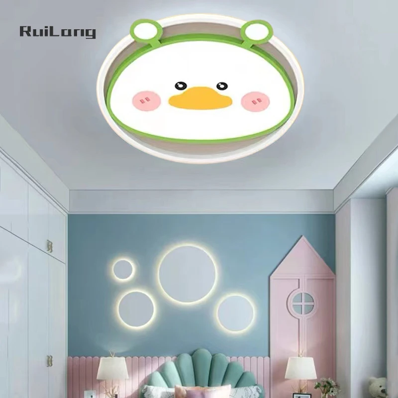 Children Room Ceiling Lamp Animal Frog Design Cute Cartoon Green Chandelier Kids Room Boys Baby Girls Bedroom Led Ceiling Light