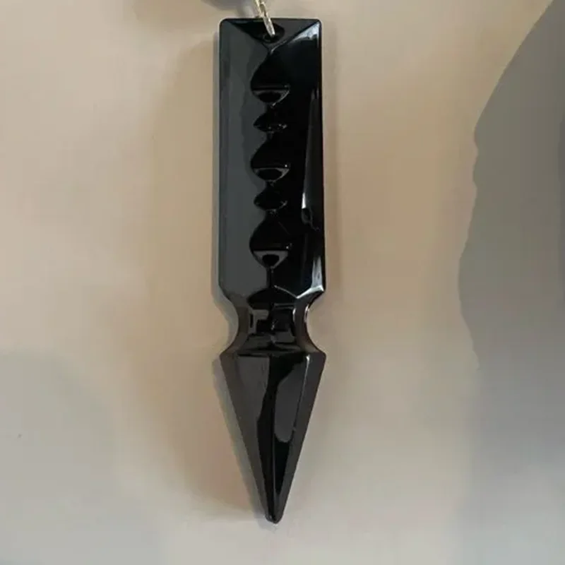 

Hot Selling 40pcs/Lot 76MM Black Crystal Triangular Prisms Chandelier Pendants Glass Christmas Tree Making Romantic Decoration