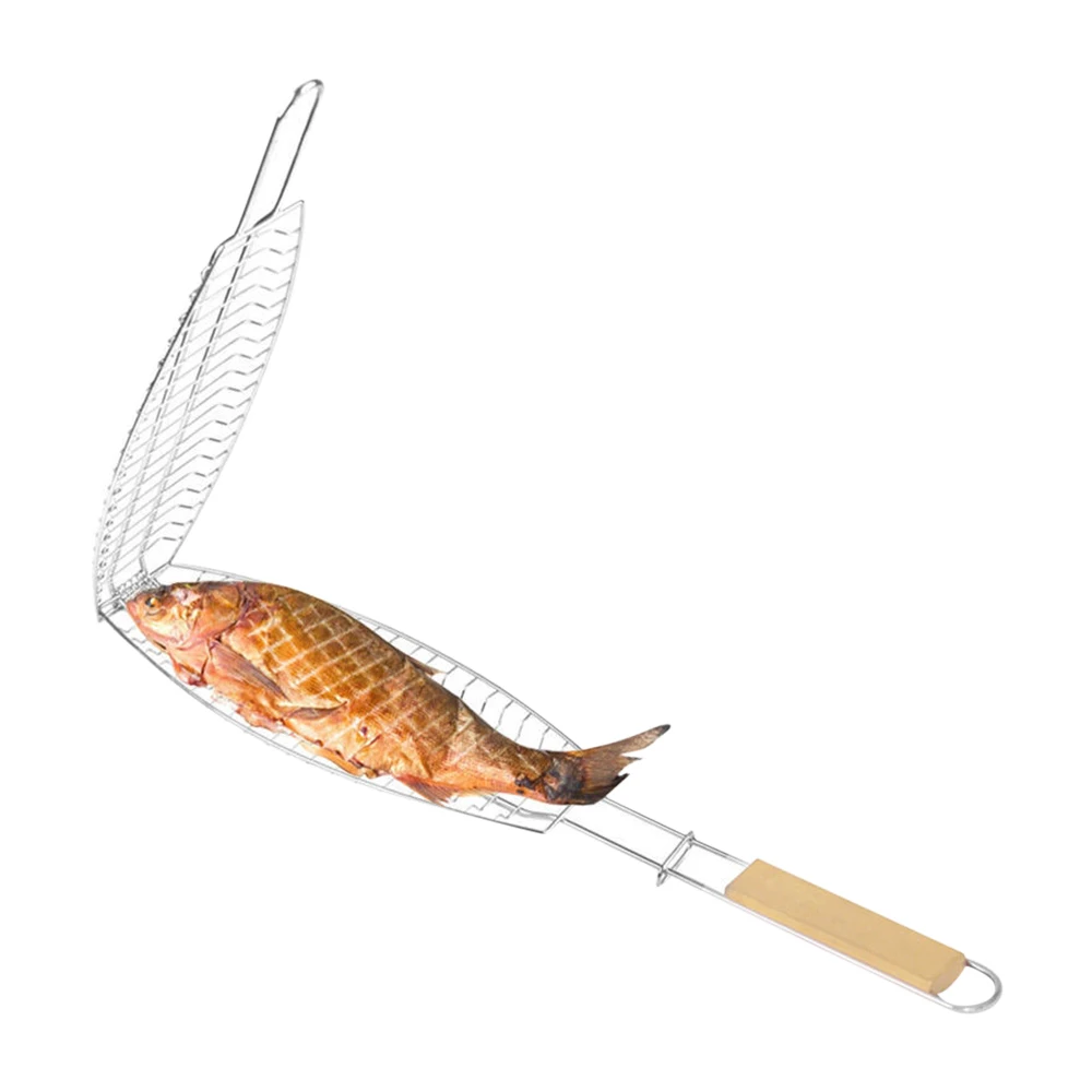 D9 Roasting Fish Grilling Grill Basket Vegetable Folding Handle Nonstick Outdoor Barbecue Tool Burger Mesh BBQ Cooking Grills