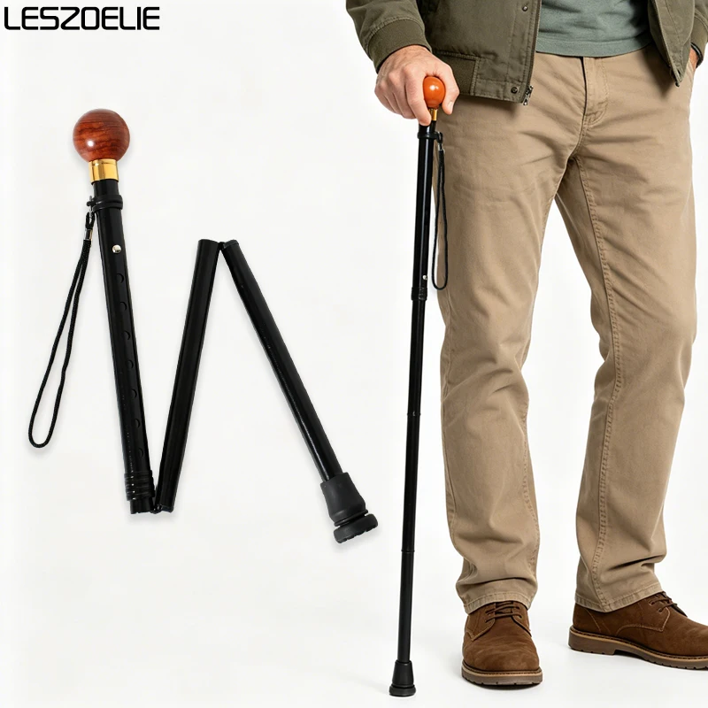 

Adjustable Folding Walking Cane with Rosewood Handle Lightweight Portable Stick for Men And Women for Indoor And Outdoor Use