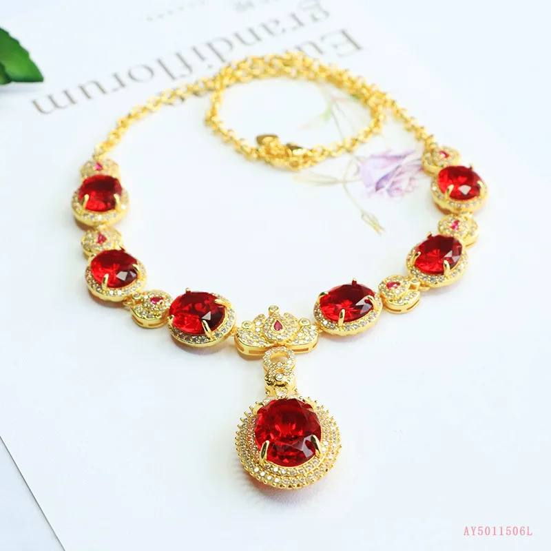 

Винтажное красное ожерелье с имитацией рубина, ювелирное украшение для женщин, размер L