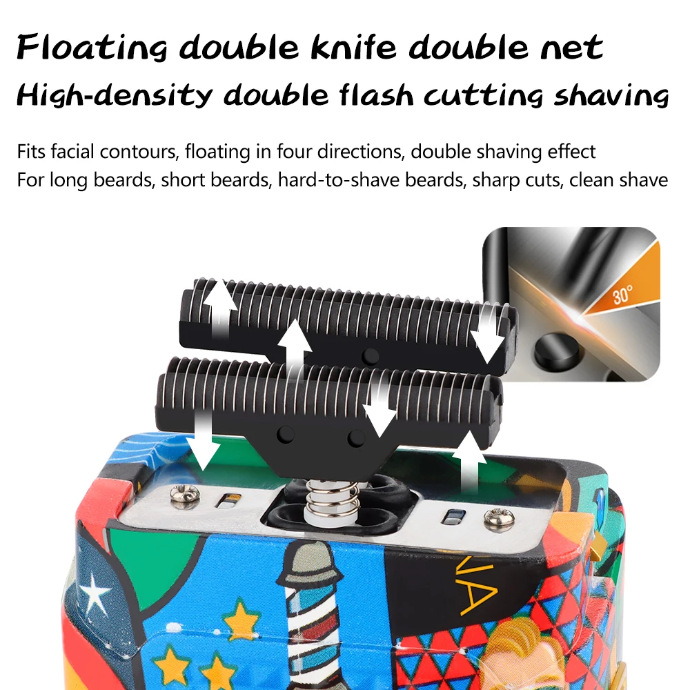HIENA Personalized graffiti double-blade razor, electric shaver, USB charging Hair Trimmer for men Beard Shaving Machine