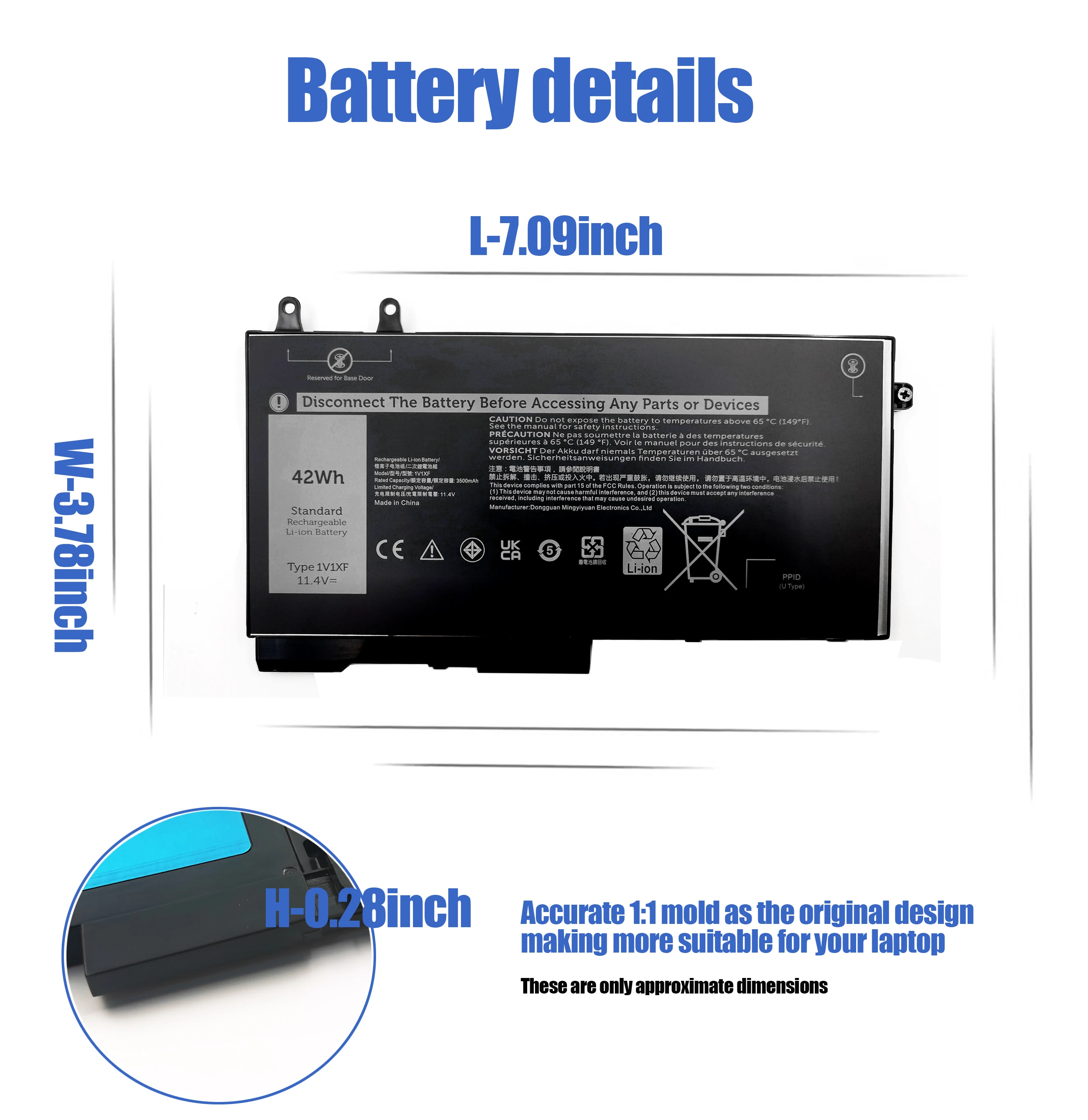 New Hot Wholesale Laptop Battery 1V1XF for D-ELL Latitude 5400 5500 5401 5501 5411 5511 5410 5510 P recision 3540 Battery