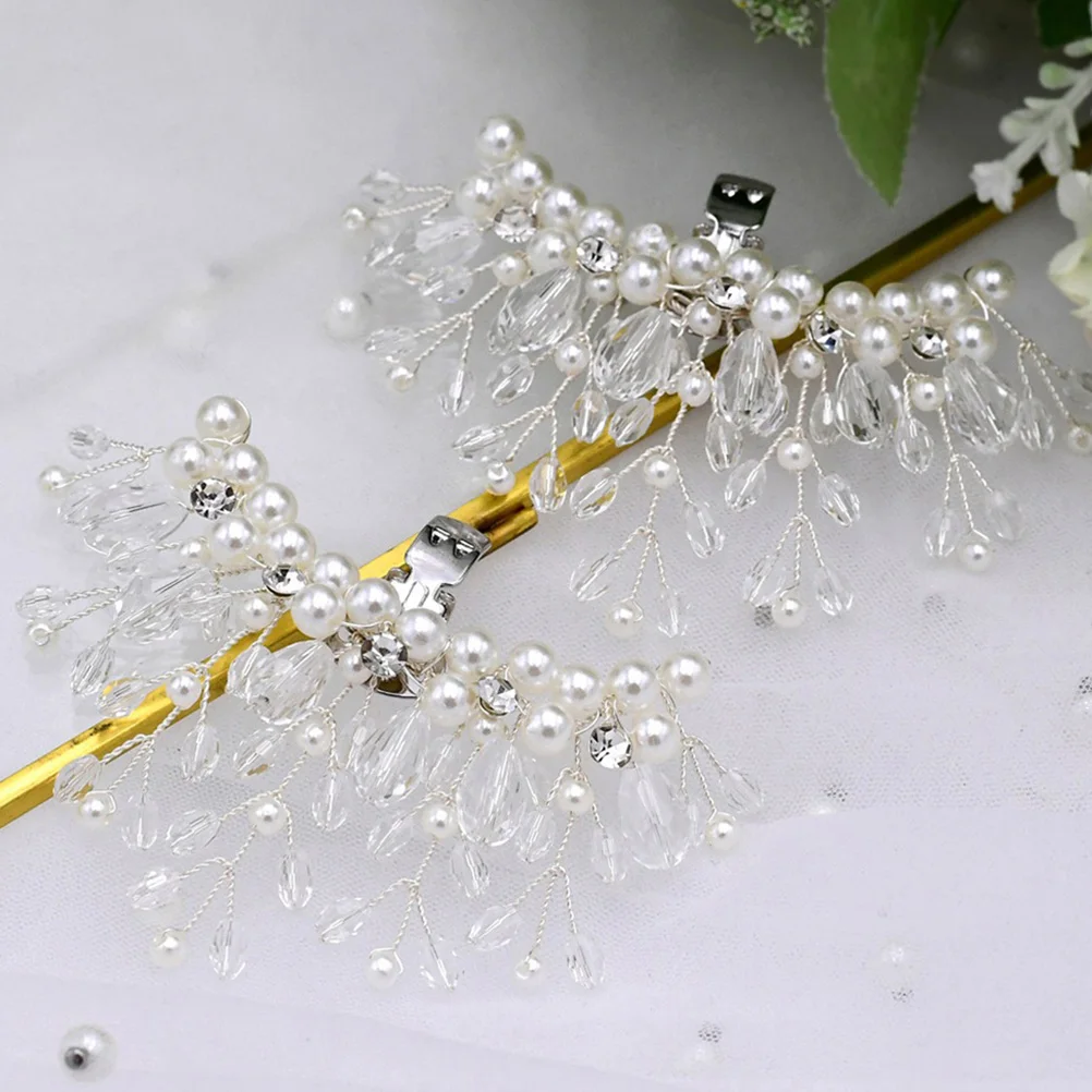 

2 Pcs Shoe Clip Accessories Pearl Shoes Clips Buckles Wedding Decor Bridal Charms Crystal