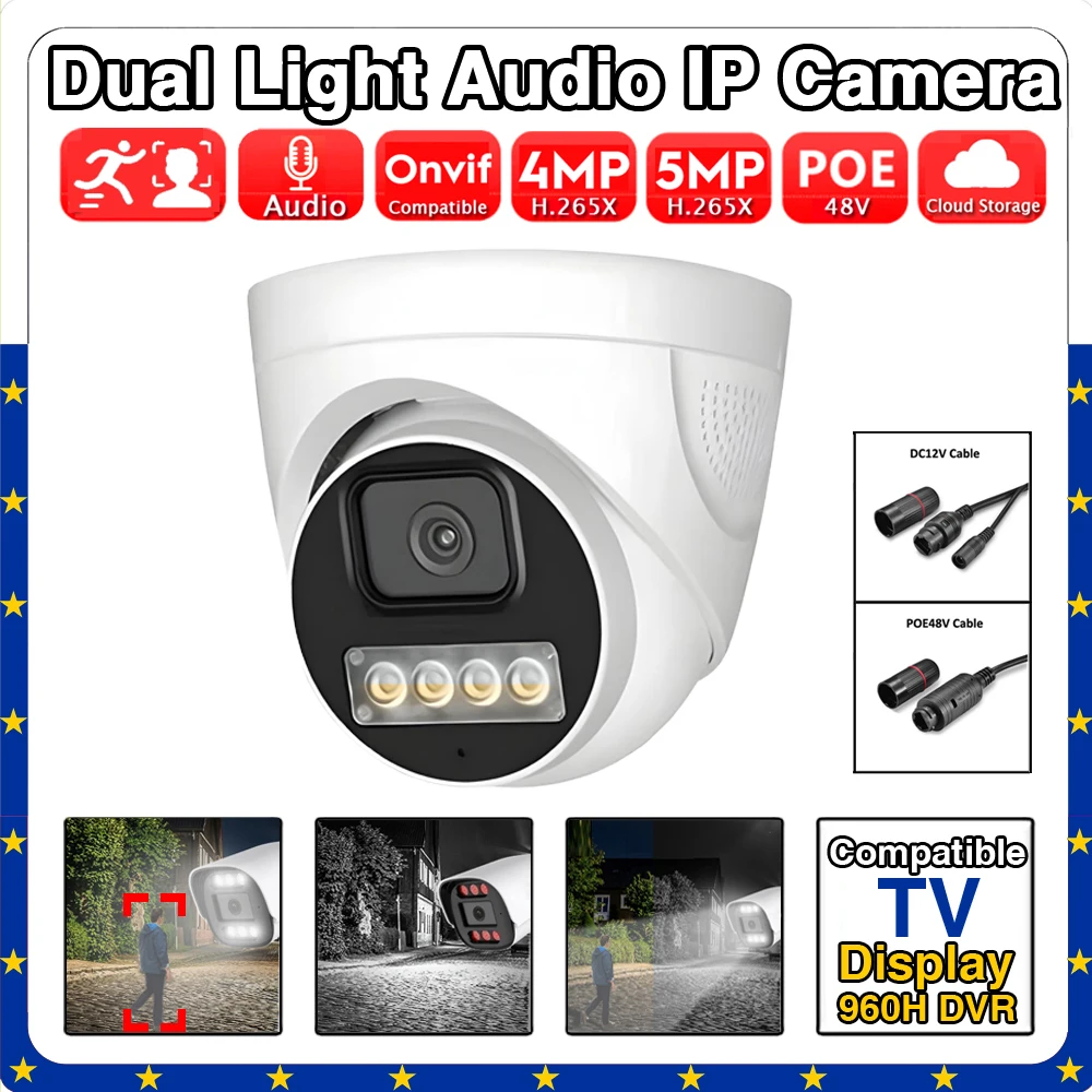 

Xmeye AI IP POE Camera 5MP 4MP Night Vision Full Color Dual Mode Audio Onvif White light Indoor Dome Enhanced Video Monitoring