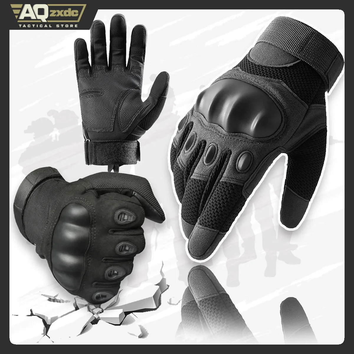 Airsoft Men'S Assault Outdoor Full Finger Gloves with Glove Buckle & Knuckle Protection Assault Training Gloves for Hunting