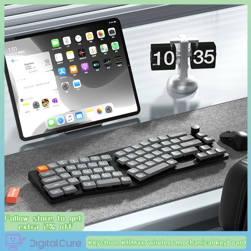 Keychron K11max Bluetooth Wireless Mechanical Keyboard Alice Dwarf Axis Thri-Mode 67 Key Slim Office Dual System Game Keyboard ﻿