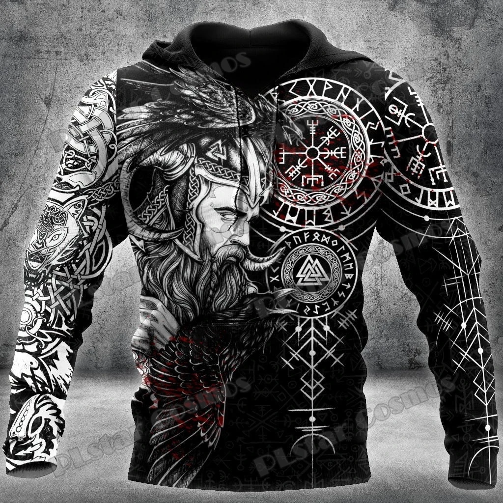 

Odin Raven Tattoo Vegvisir 3D Printed Fashion Men's Hoodie & Sweatshirt Autumn Streetwear Unisex Casual Zip Up Hoodies HW47