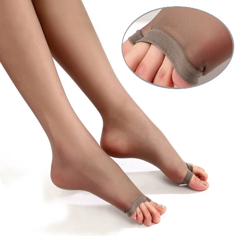 1PC Women\'s Open Toe Summer Ultra Thin High Elastic One Size Pantyhose Sexy Sheer Slim Fit Tights Meat Color Pantyhose 4 Colors