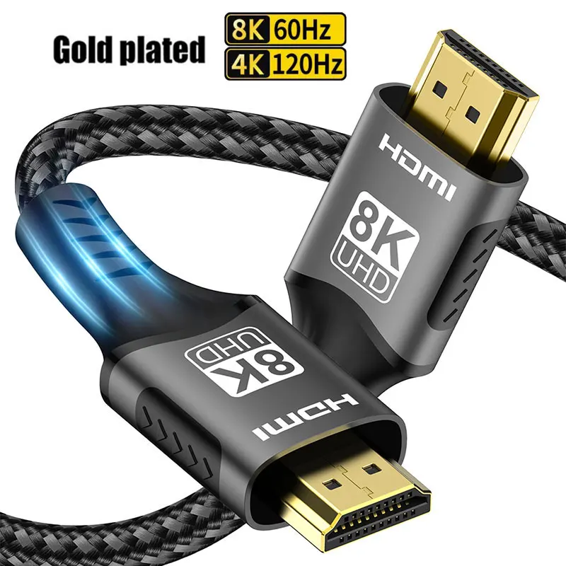 كابل HDMI 8K عالي السرعة 48 جيجابت في الثانية HDMI 2.1 hdmi إلى hdmi كابل فيديو عالي الوضوح 1 متر 2 متر 3 متر 5 متر لشاشة HDTV PS4/PS5 Xbox