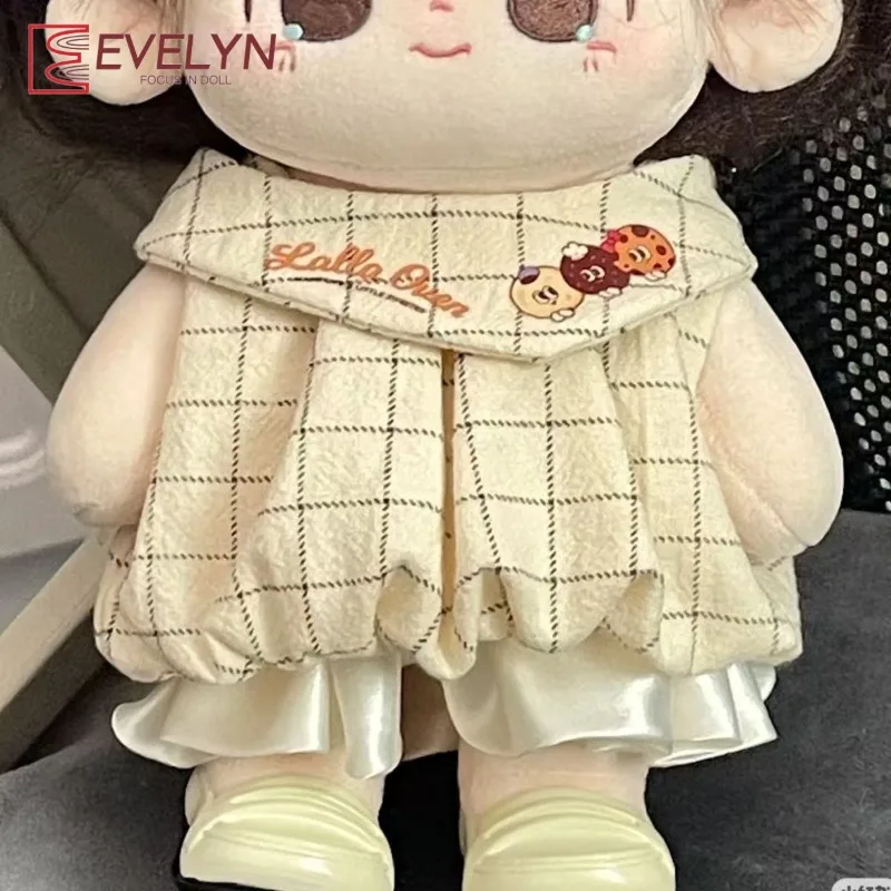 에블린 뉴 20cm 면 인형 드레스 그리드 러브 스커트 세트 귀여운 퍼프 스커트 저렴한 인형 교체 드레스