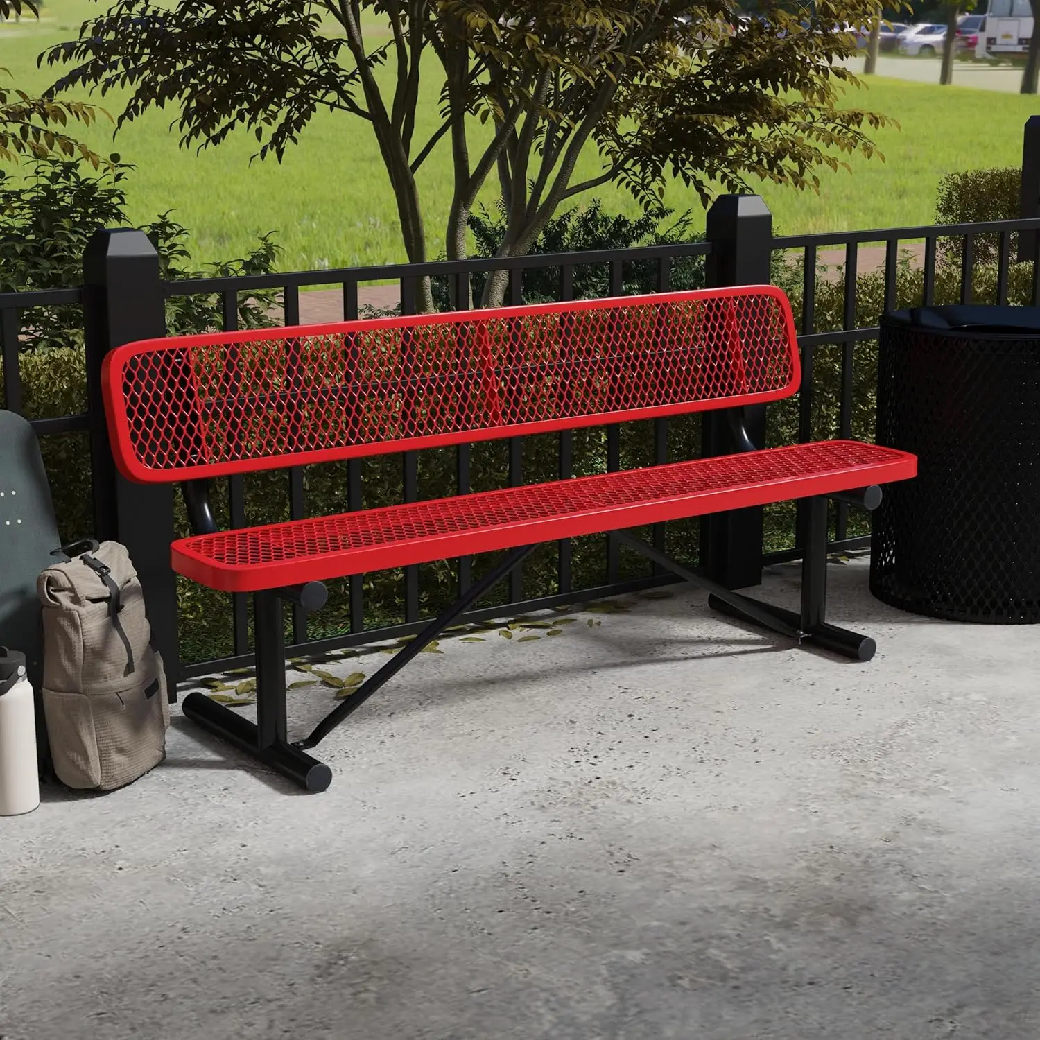 6 Foot Outdoor Bench With Back, Portable Heavy-Duty Bench, Made With Heavy-Gauge Metal And A Durable Thermoplastic Coating,