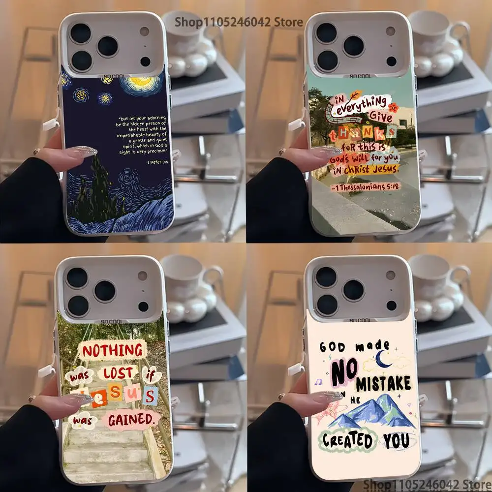 

Jesus Bible Verses White Matte Shockproof CoverPhone Case For iPhone 17,16,15,14,13,12,11,Pro,XS,Max,Plus,Mini,SE4,E